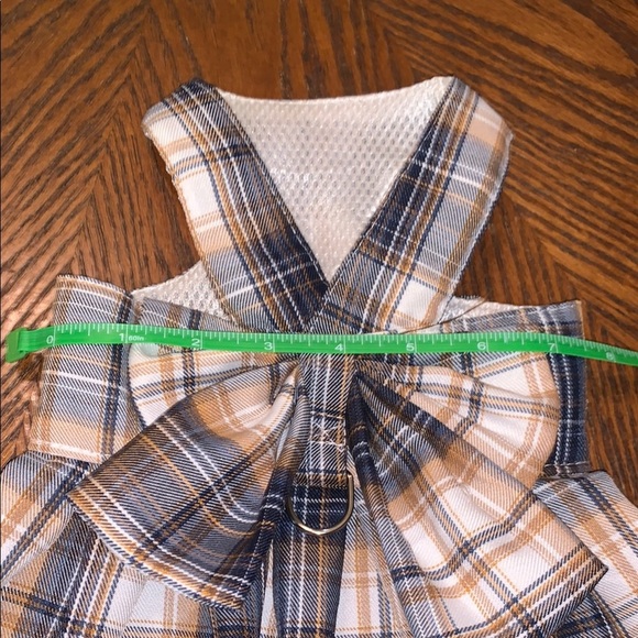 Plaid Dog Harness Dress Ruffle Preppy Plaid Feminine Puppy 🐶 - Picture 7 of 7